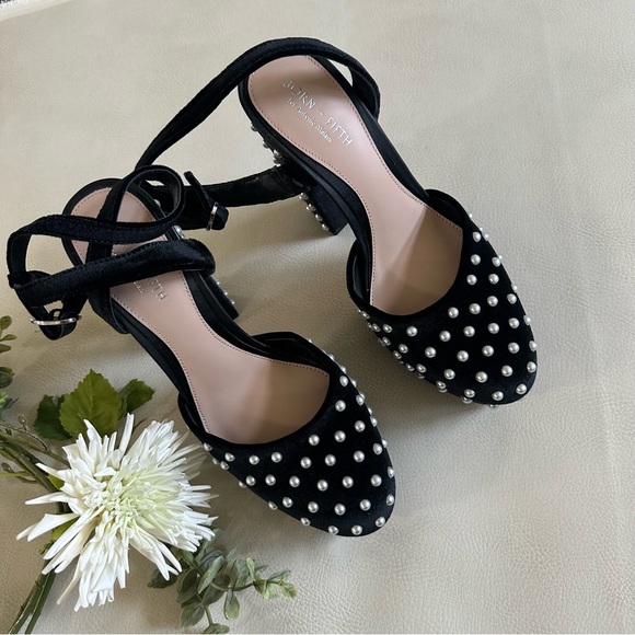 Antonio Melani x Born on Fifth Emily Velvet Pearl Detail Dress Platform Pumps - Picture 6 of 13